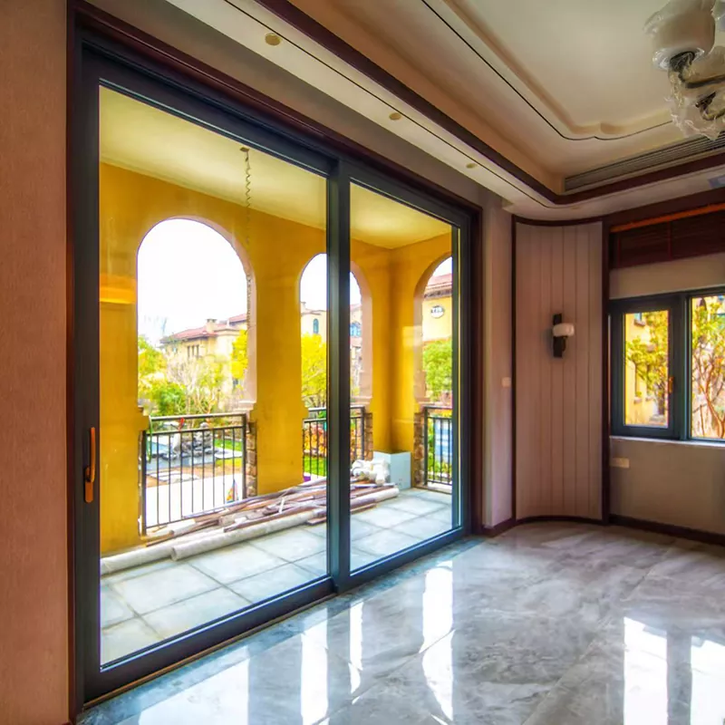 Aluminium Insulated Heat Shielding Balkon Pintu Sliding